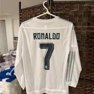 Cristiano Ronaldo #7 White Long-Sleeve Soccer Jersey
